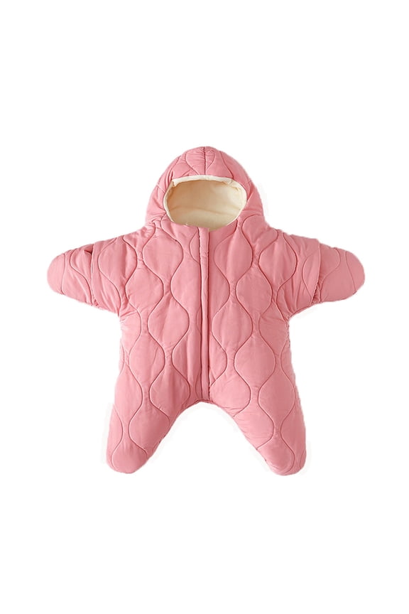 Baby Sleep Sack Boys Girls Fleece Winter Sleeping Long Sleeve Onesies Pajamas Star-Fish Warm Sleeping Bag Snowsuit, Pink, 6 Months