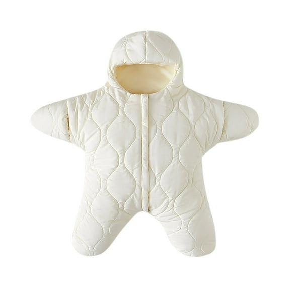 Baby Sleep Sack Boys Girls Fleece Winter Sleeping Long Sleeve Onesies Pajamas Star-Fish Warm Sleeping Bag Snowsuit, White, 6 Months