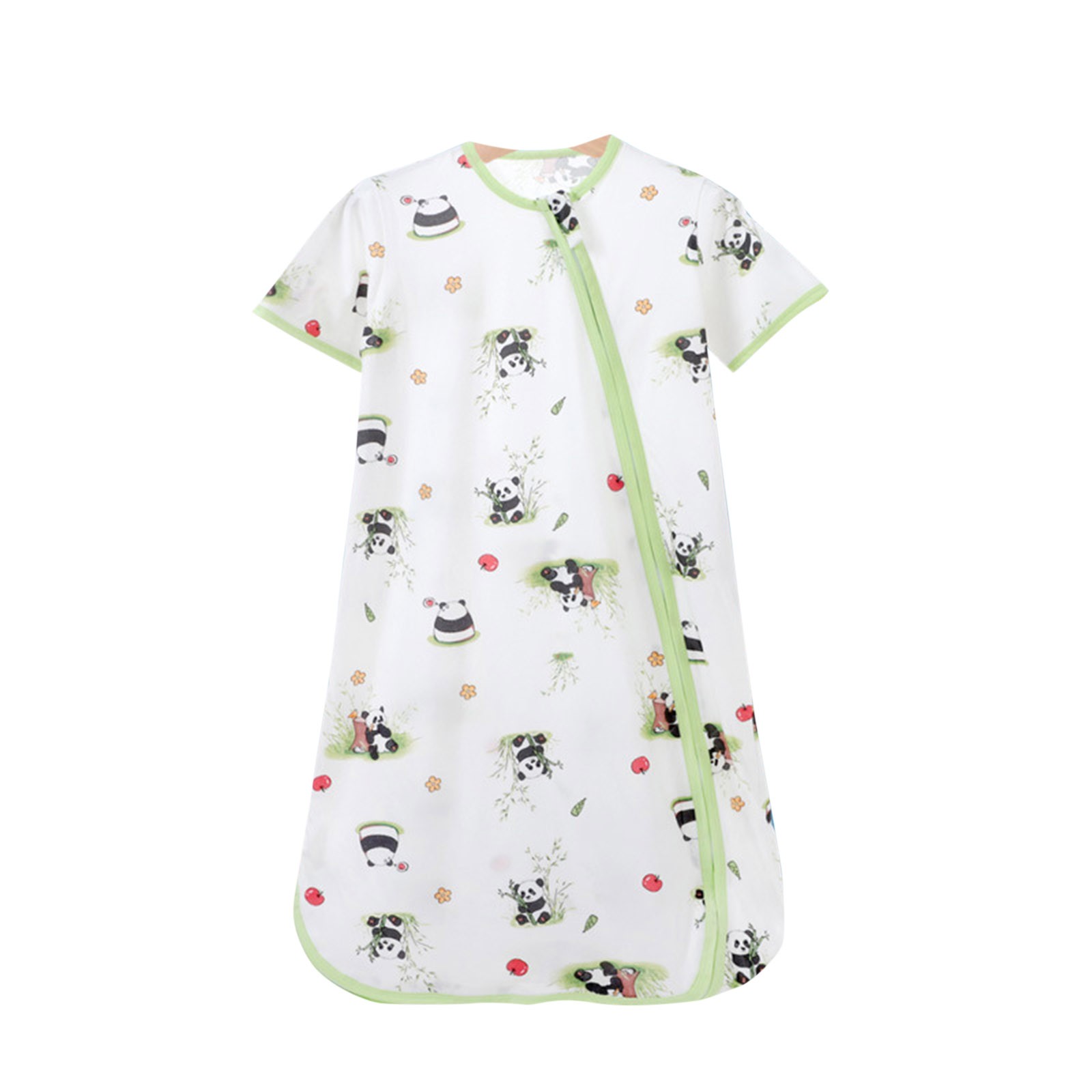 Baby Sleep Sack Short Sleeve Sleeping Bag Summer Zipper Up Cotton Anti-Kicking Newborn Receiving Blankets, White, L