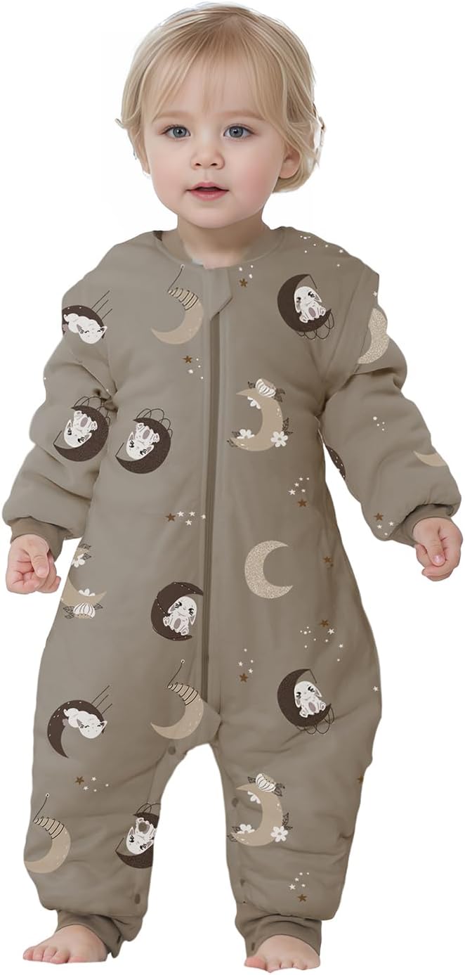 Baby Sleep Sack with Feet Winter Removable Sleeves Wearable Blanket