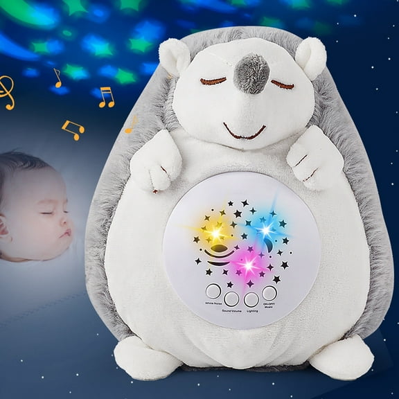 Baby Sleep Stuffed Animal LED Night Light Projector with Soothing Music, Star Ceiling Projection, Hedgehog Owl Plush Toy for Newborn Toddler Bedtime Comfort