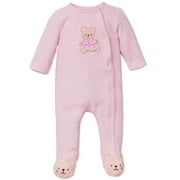 Baby Sleepers Pink Bear One-Piece Footie Pajamas for Girls - 9 Months