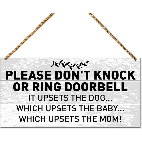 Baby Sleeping Sign for Front Door, It Upsets The Dog Baby Mom, Dog Warning No Soliciting Sign for Home Decor, Beware of Dog Sign for Gate Fence Yard Decoration, New Mom Parents Baby Shower Gifts