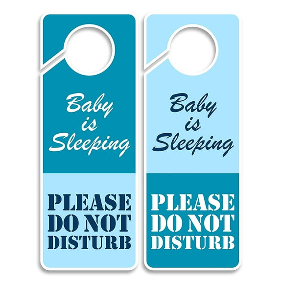 Baby Sleeping Sign for Front Door, Door Hanger 2 Pack, Double Sided, Ideal for Any Kind of Door Knob