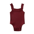 thumbnail image 1 of Baby Sleeveless Sling Jumpsuit, Ruffle Elastic Solid Color Knitted Rib Romper, 1 of 6