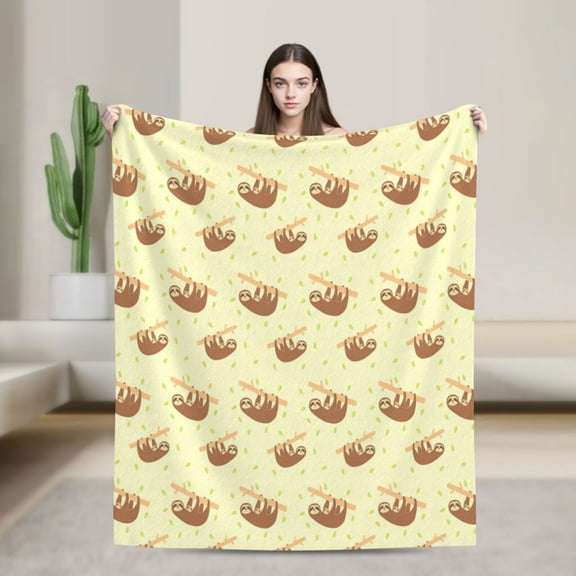 Baby Sloth Animal Blanket, Gifts for Men Women, Cozy Warm Flannel Throw Blankets for Home Decor Bed Couch 40"x30"