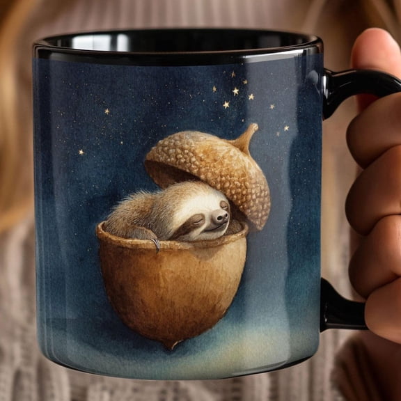 Baby Sloth Sleeping in an Acorn, Coworker Gift, Cute Animal Coffee Cup, Birthday Present, Office Decor, Funny Tea Mug