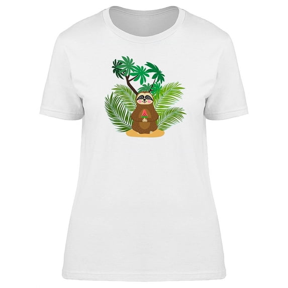 Baby Sloth With Watermelon Ice T-Shirt Women -Image by Shutterstock, Female x-Large