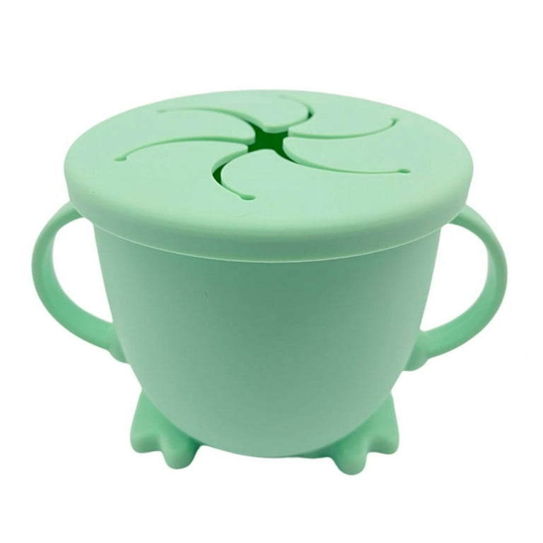 Baby Snack Cup with Handles, Silicone Snack Container for Toddler and Baby  Snack Catcher Lid,Green 