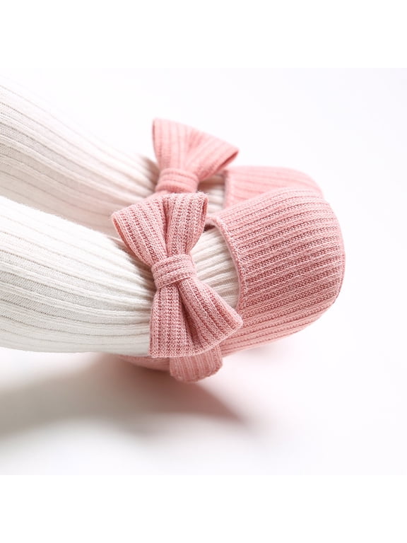 Soft Yarn Knit Baby Sneakers With Bow For Girls First Walking Shoes Sole Toddler Prewalker Booties Crib Shoes For To 24 Months