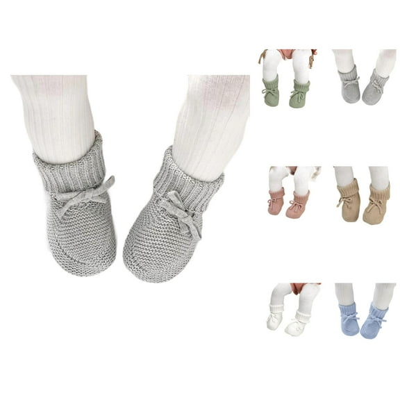 Baby Sneakers For Soft Knit Booties With Bow Cute First Shoes Warm for Fall Winter Toddler Socks For Boys and Girls