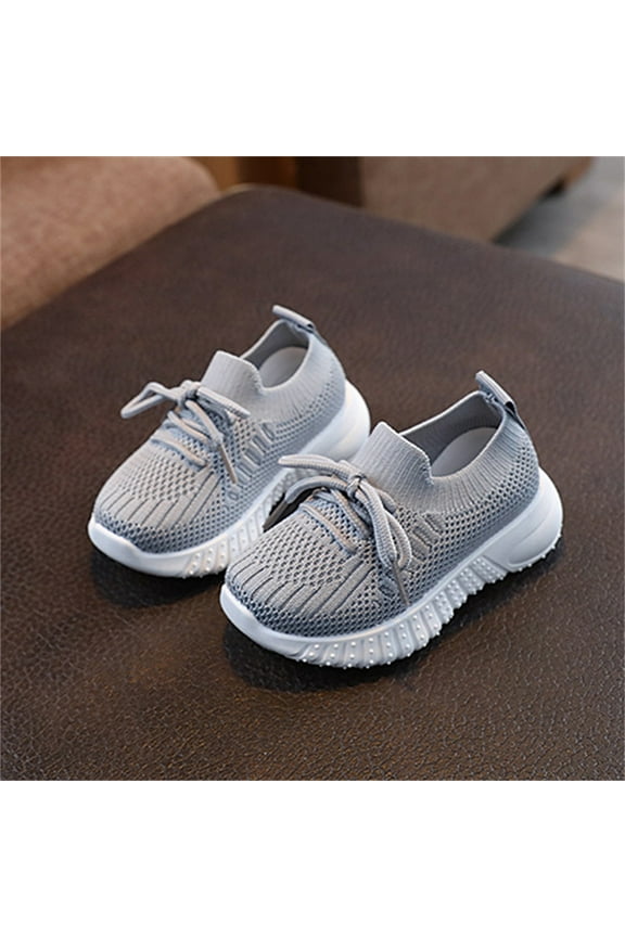 Baby Sneakers Mesh Breathable Soft Casual Shoes for Baby Boys and Girls Non First Toddler Shoes Girls'sneakers Grey 18 Months-24 Months