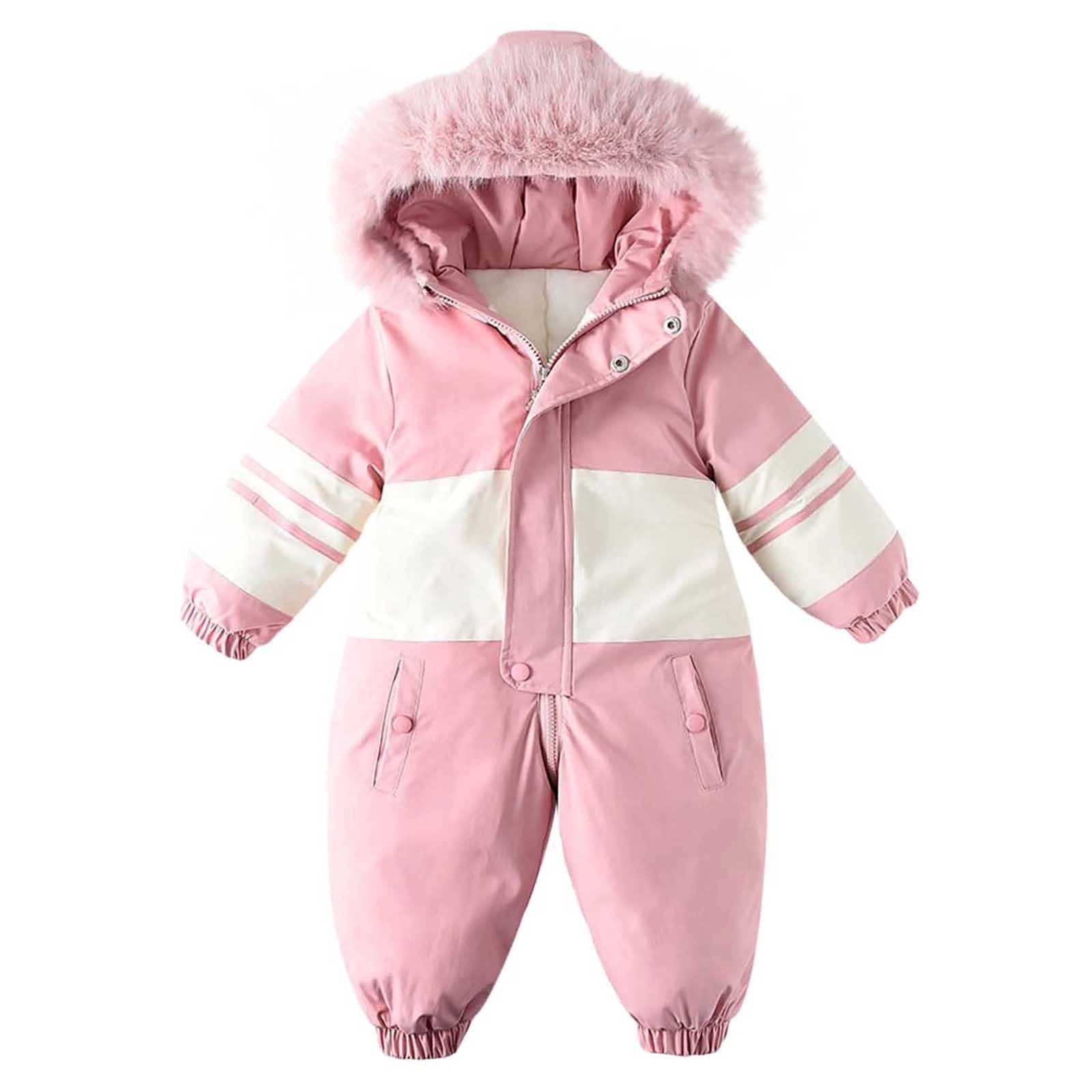 Baby Snow Suit, Toddler Snowsuit, Infant Boys Girls Hooded Ski Suits Soft Fleece Lined Thick Winter Warm Windproof Waterproof One-Piece Snow Jumpsuit Outerwear