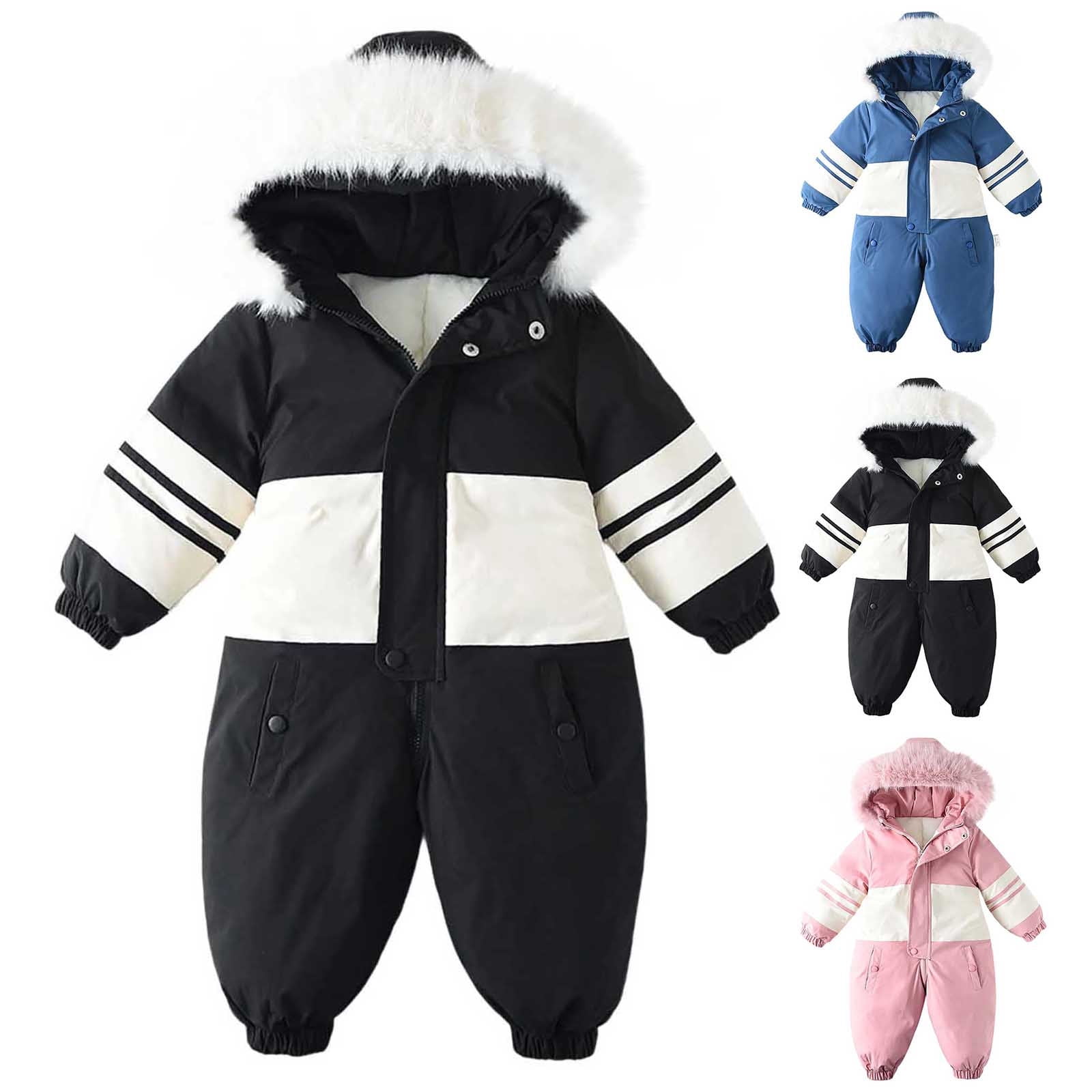 Baby Snow Suit, Toddler Snowsuit, Infant Boys Girls Hooded Ski Suits Soft Fleece Lined Thick Winter Warm Windproof Waterproof One-Piece Snow Jumpsuit Outerwear