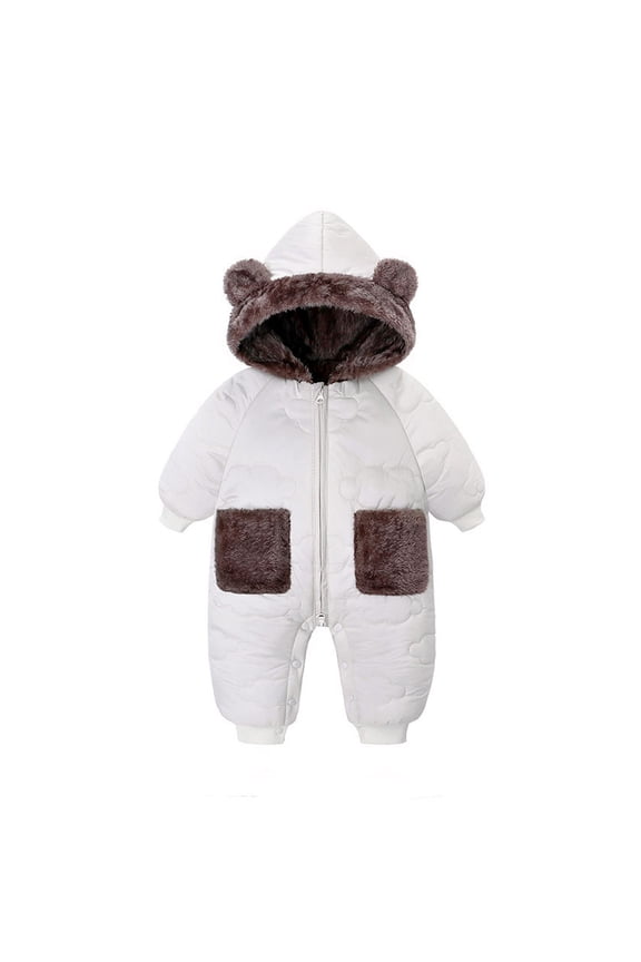 Baby Snow Suits Zipper Romper Hooded Boys Girls Jumpsuit Warm Clothes for Baby Girl Windproof Winter Jumpsuits Clothes Boy 6-12 Months