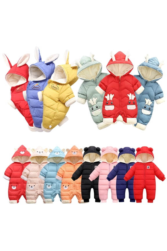 Baby Snowsuit Clothes Toddler Winter Suit Hooded Jumpsuit Snow Outfit Boys Girls Coat for 6-12 Months