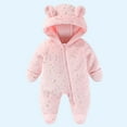 thumbnail image 1 of Baby Snowsuit Fleece Romper, Thicken Bear Hooded Jumpsuit For Toddler Girls Boys Infant Outfit Pink 3-4 Years, 1 of 7
