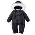 thumbnail image 1 of Baby Snowsuit Girls Winter Snowsuit Double Zipper Insulated Padded Jumpsuit Attached Mittens Newborn Onesies Black 6 Months-12 Months, 1 of 5