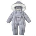 thumbnail image 1 of Baby Snowsuit Girls Winter Snowsuit Double Zipper Insulated Padded Jumpsuit Attached Mittens Newborn Onesies Light Gray 3 Years-4 Years, 1 of 4