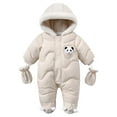 thumbnail image 1 of Baby Snowsuit Hooded Winter Thickened Baby Romper Boys Girls Warm Outdoor Newborn Onesies Girl Beige 18 Months-24 Months, 1 of 2