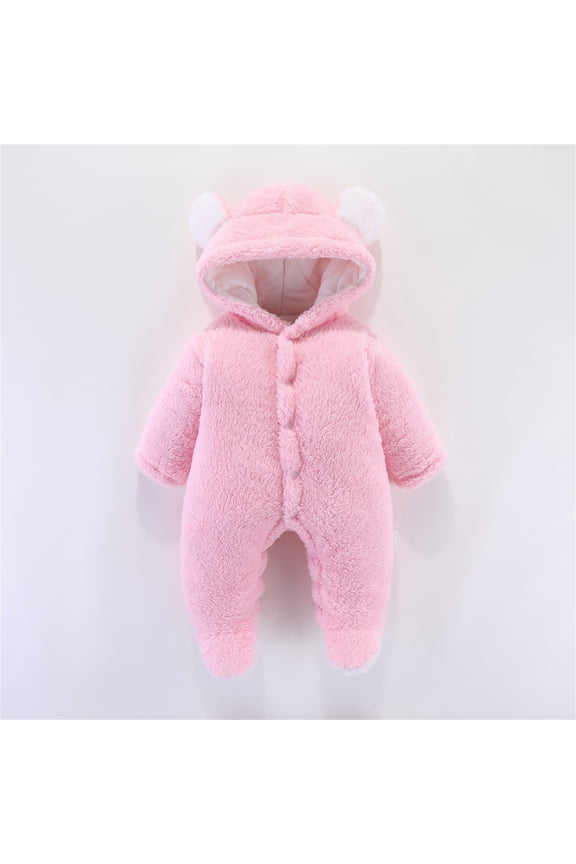 Baby Snowsuit Hoodie Bear Ear Infant Romper Warm Newborn Outfits Baby Girl Preemie Baby Boy Clothes 3-6 Months
