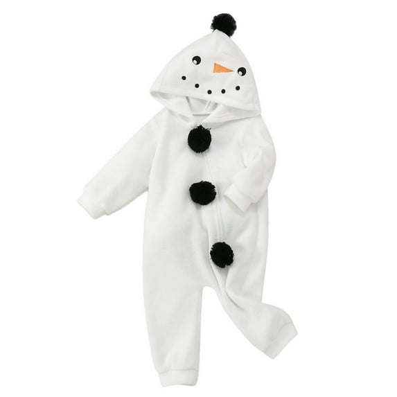 Baby Snowsuit Christmas Role Play Animal Snowsuit Hooded Romper Bodysuits Baby Girl Winter Clothes White 18 Months-24 Months