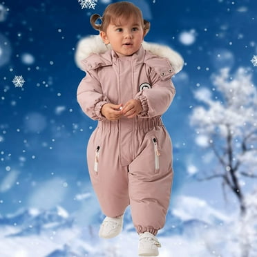 Baby Snowsuit Infant Hooded Romper Coat Winter Outwear Romper for Newborn 6-12 Months