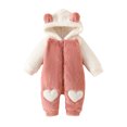 thumbnail image 1 of Baby Snowsuit Infant Snowsuit Long Sleeve Bear Ears Hooded Romper Newborn Fleece Jumpsuit Baby Winter Clothes Red 9 Months-12 Months, 1 of 7