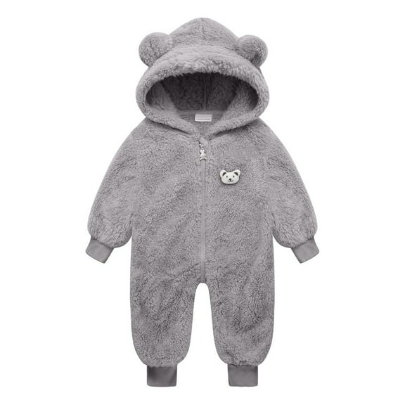 Baby Snowsuit Baby Snowsuit Hooded Winter Clothes Coat Jumpsuit Toddler Outfit Baby Winter Clothes Grey 6 Months-12 Months