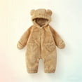 thumbnail image 1 of Baby Snowsuit Newborn Winter Hooded Romper Fleece Snowsuit Baby Jumpsuit Cartoon Bear Winter Coat for Girls and Boys Coffee 0-3 Months, 1 of 6