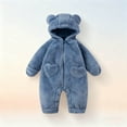 thumbnail image 1 of Baby Snowsuit Newborn Winter Hooded Romper Fleece Snowsuit Baby Jumpsuit Cartoon Bear Winter Coat for Girls and Boys Light Blue 6-9 Months, 1 of 6