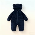 thumbnail image 1 of Baby Snowsuit Newborn Winter Hooded Romper Fleece Snowsuit Baby Jumpsuit Cartoon Bear Winter Coat for Girls and Boys Navy 3-6 Months, 1 of 6