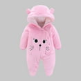 thumbnail image 1 of Baby Snowsuit Newborn Winter Hooded Romper Fleece Snowsuit Baby Jumpsuit Cartoon Bear Winter Coat for Girls and Boys Pink 9-12 Months, 1 of 6
