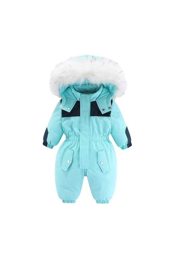 Baby Snowsuit Toddler Ski Suit Hooded Jumpsuit Coat Thicken Warm Winter Baby Essentials for Little Boys Girls 6T