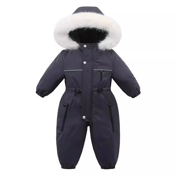 Baby Snowsuit Toddler Ski Suit Waterproof Windproof Hooded Jumpsuit Thicken Warm Children's Winter Coat for Little Boys Girls 7T