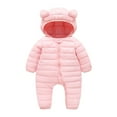 thumbnail image 1 of Baby Snowsuit Winter Warm Jumpsuit with Bear Ears Hood Down Cotton Padded Romper Cold Weather Outerwear, 1 of 2
