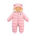 thumbnail image 1 of Baby Snowsuit Zipper Winter Coat Warm Fleece Lined Hooded Jumpsuit Romper Jacket Windproof Overcoat Outwear for Boys Girls Newborn Infant Toddler 0-24 Months, 1 of 9
