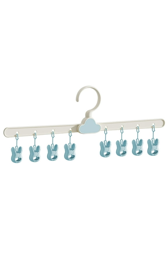 Baby Sock Drying Hanger with 8 Multi-Clips, Rotatable Plastic Clips for Secure Hold, Prevents Dropping, Space-Saving Design for Baby Socks & Small Items, Yellow, Pink, Light Blue Options