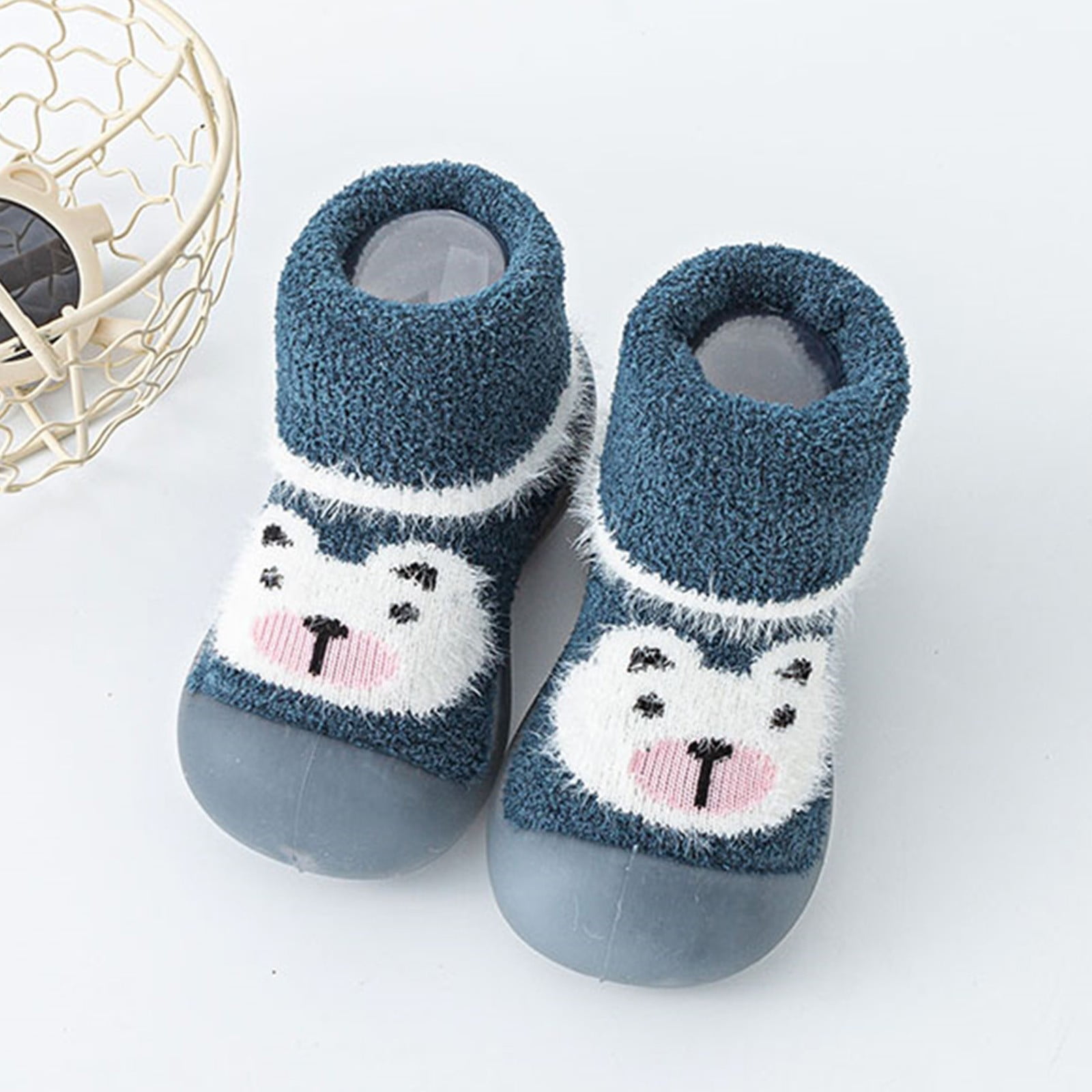 Baby Sock Shoes Anti Baby First Walking Shoes Indoor Warm Knit Soft Sole Rubber Cotton Toddler Shoes Toddler Baby Girls for Girls 2-2.5 Years