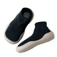 thumbnail image 1 of Baby Sock Shoes Size 0-6 Months Floor Home Flooroft Rubber Knit Flats Comfort Lightweight Elastic First Birthday Black Sneakers, 1 of 4