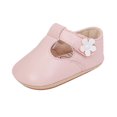 thumbnail image 1 of Baby Sock Shoes Size 0-6 Months Floral Decoration Leather Princess Soft Flats Comfort Lightweight Elastic First Birthday Pink Sneakers, 1 of 7