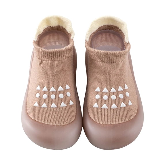 Baby Sock Shoes Toddler Infant Non Slip Walking Shoes Indoor Home Floor Walking Slippers Soft Rubber Sole Sneakers Coffee Size 5 Toddler