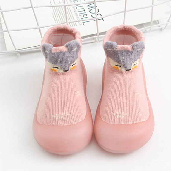 Baby Sock Shoes Baby Boy Girl Walking Shoes Soft Rubber Sole Non Skid Cotton Baby Shoes Toddler on Sneakers for 6-12 Months