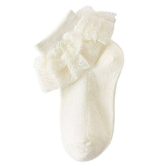 Baby Socks 6-12 Months Girl Toddler Girls Ruffle Socks 4-Layer Big Lace Frilly Dress Socks Turn Cuff Fancy Pageant Sock for Baby Girl Little Kids