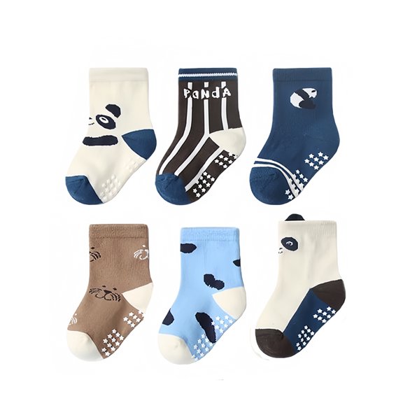 Baby Socks, 6-Pack Grow & Fit Flex Zones Cotton Stretch Socks - Unisex, Girls, Boys, Non Skid Gripper First Walkers Spring Winter Ankle Crib Shoes, Newborn Baby Girl Boy Cotton Socks