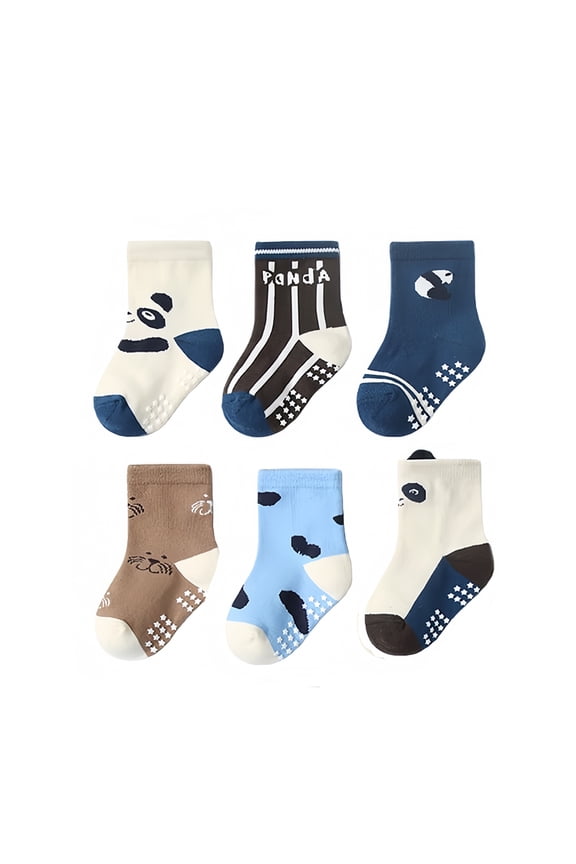 Baby Socks, 6-Pack Grow & Fit Flex Zones Cotton Stretch Socks - Unisex, Girls, Boys, Non Skid Gripper First Walkers Spring Winter Ankle Crib Shoes, Newborn Baby Girl Boy Cotton Socks