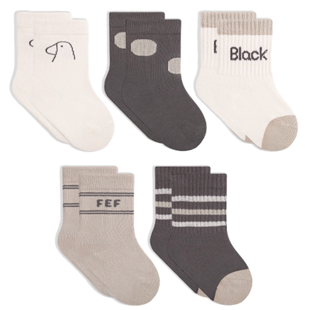 Toddler Crew Socks - 5 Pairs Baby Cotton Solid Socks Kids Neutral Socks For Boys Girls 0 8 Years