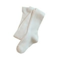 thumbnail image 1 of Baby Socks Girls' Tights Cable Knit Leggings Cotton Stockings School Tights White 8 Years-9 Years, 1 of 6