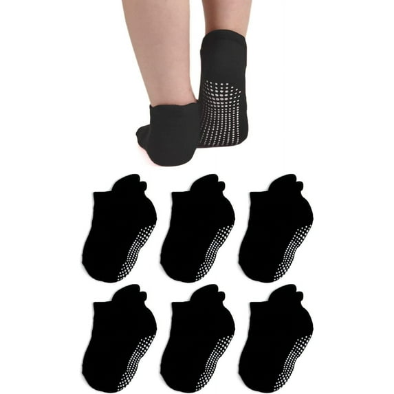 Baby Socks Toddler Non-slip Socks Thick Cotton Ankle Socks with Grips Kids Boys Girls 6/12 Pack