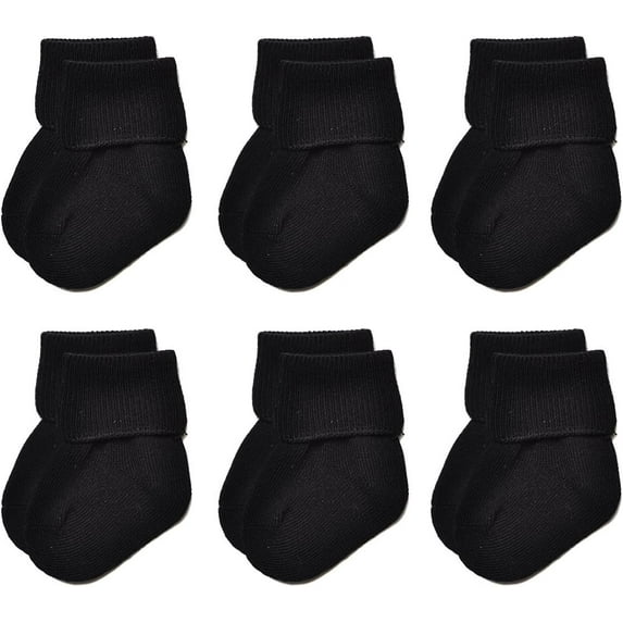 Baby Socks Unisex-Baby Seamless Turn Cuff Socks Cotton Rich Booties Socks 6 Pairs Pack Newborn Infant Toddlers